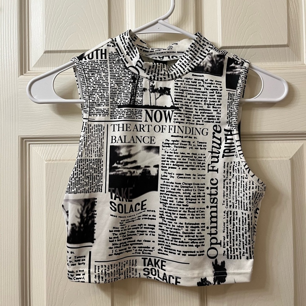 NEWSPAPER CROP TOP